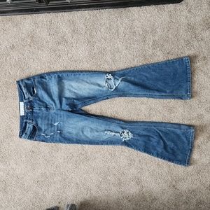 Indigo Rein flare distressed jeans